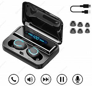 Беспроводные наушники TWS F9 V5.1 Черные Повербанк Дисплей - Фото 1