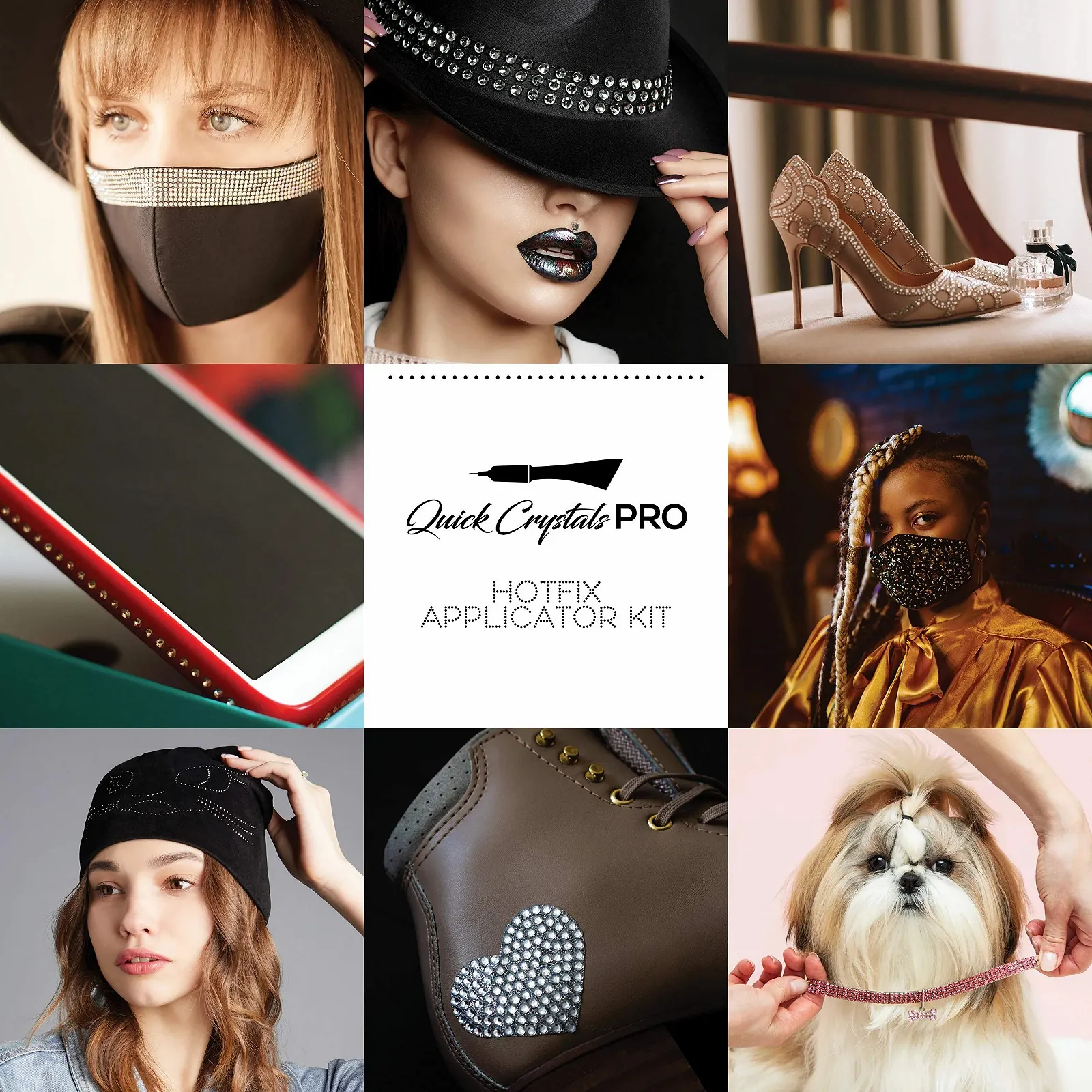 Аппликатор для термостраз, Quick Crystals Pro, набор Bedazzler со стразами, набор инструментов для установки палочкой своими руками с 7 разными размерами наконечников, пинцет, щетка для чистки и 4400 страз, фото №4