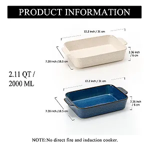 Форма для запекания Poecer керамическая 2000 мл квадратная с ручками синяя synthetic.ua - Фото 1