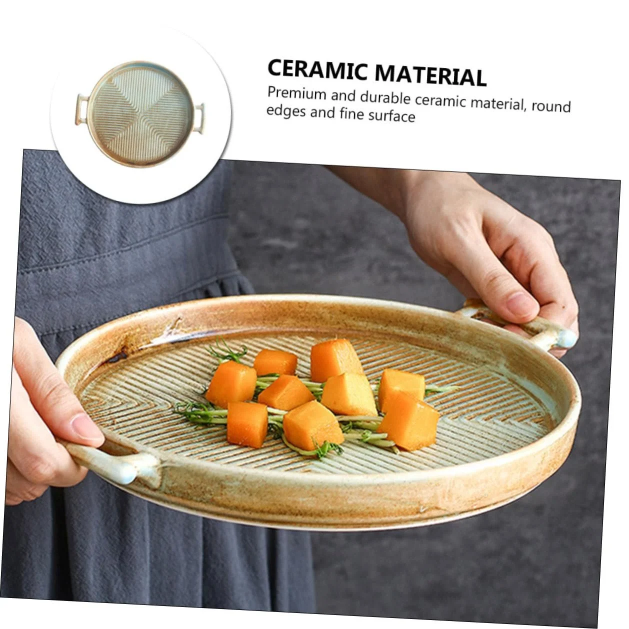 Форма для запекания керамическая круглая с двойной ручкой Vintage, фото №4