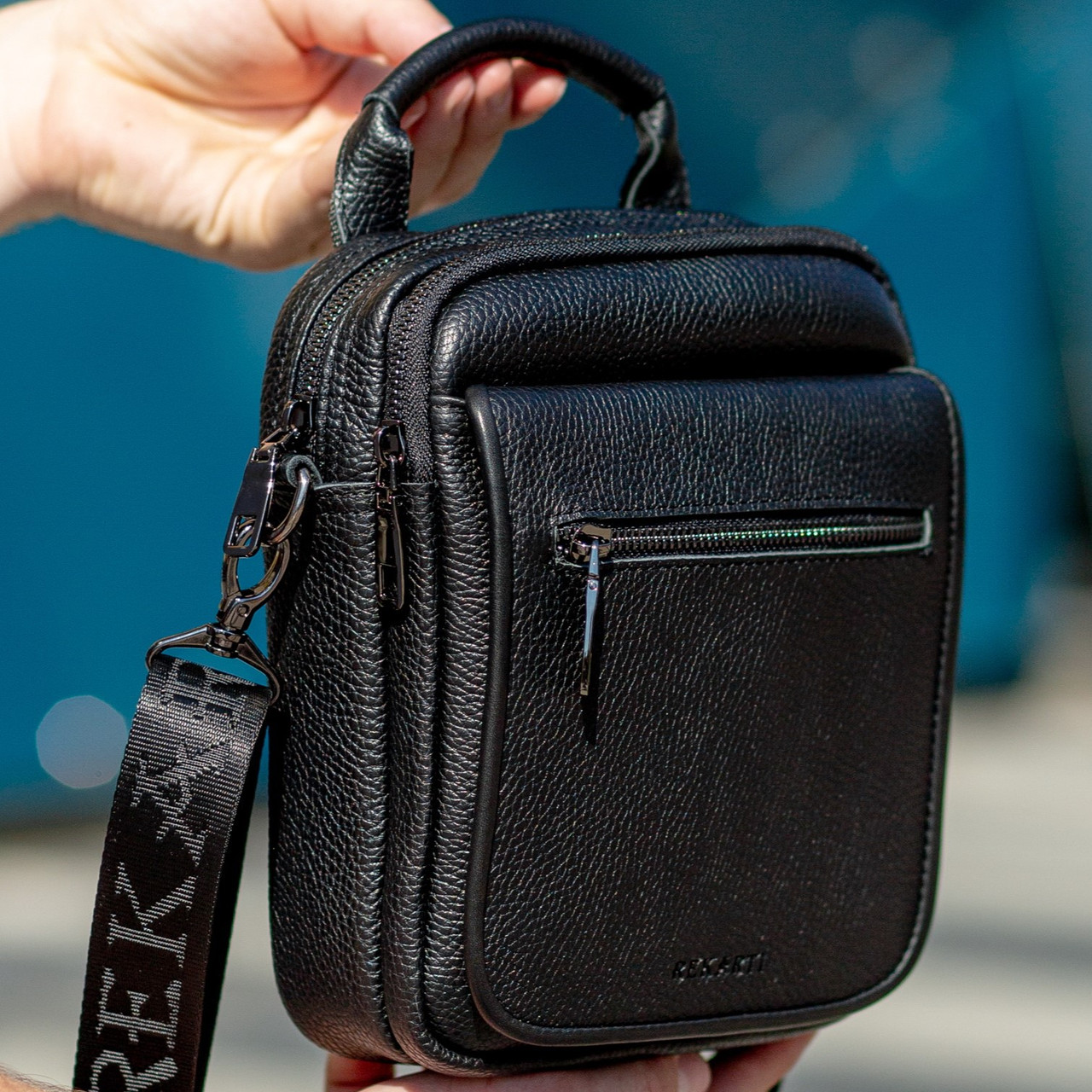 Мужская сумка-мессенджер из натуральной кожи черная TD-10899, фото №2 Мужская сумка-мессенджер из натуральной кожи черная TD-10899, фото №2