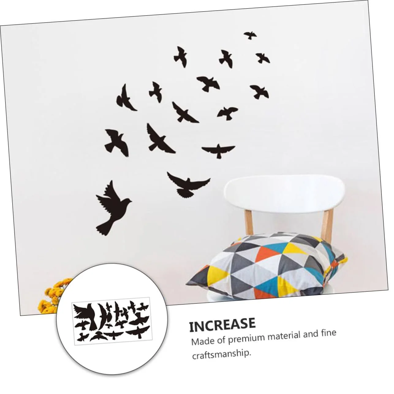 Наклейка на стіну Bird Motif самоклеюча чорно-біла, фото №6 Наклейка на стіну Bird Motif самоклеюча чорно-біла, фото №6