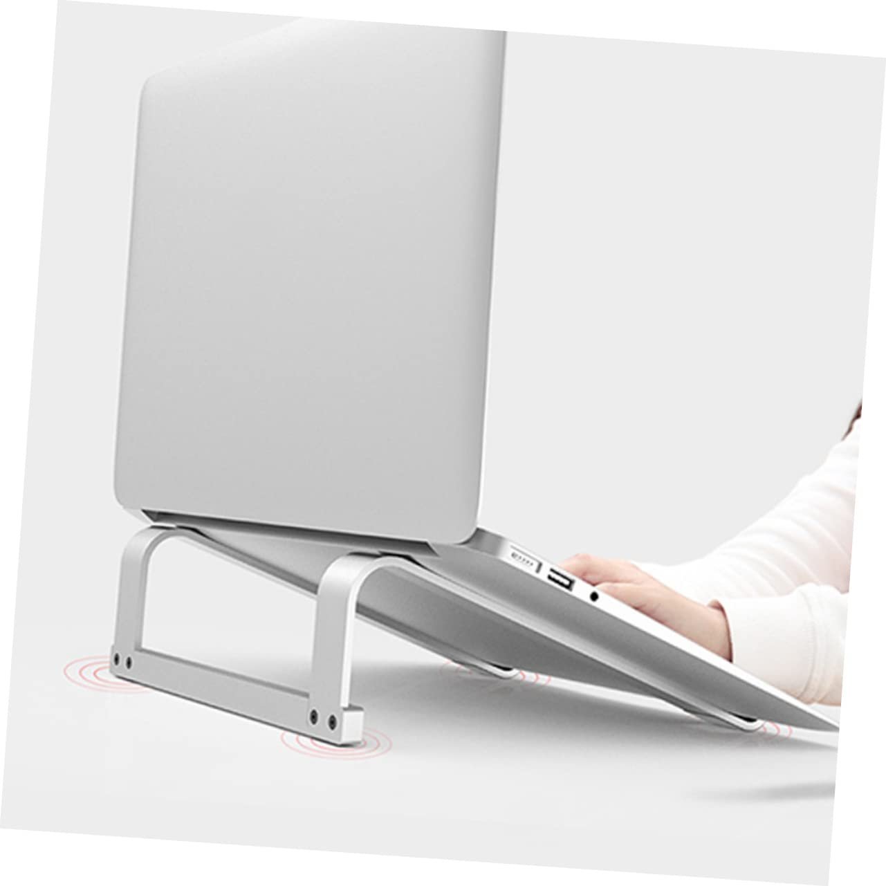 Підставка для ноутбука алюмінієва ергономічна портативна для відведення тепла сумісна з ноутбуком срібна, фото №8