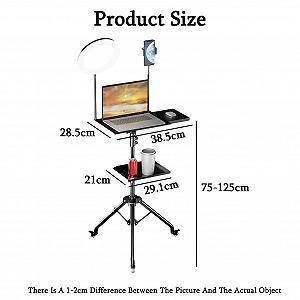 Напольная Стойка для Ноутбука, Напольная Поддерживающая Стойка, Подъемный Верстак из Алюминиевого Сплава для Дома или Офиса на Открытом Воздухе с Дополнительными Колесами synthetic.ua - Фото 1