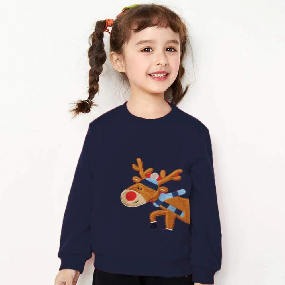 Детский свитшот EULLA для малышей, теплый рождественский джемпер, рождественский джемпер, уличная одежда, верхняя одежда, 1-7 лет, фото №3