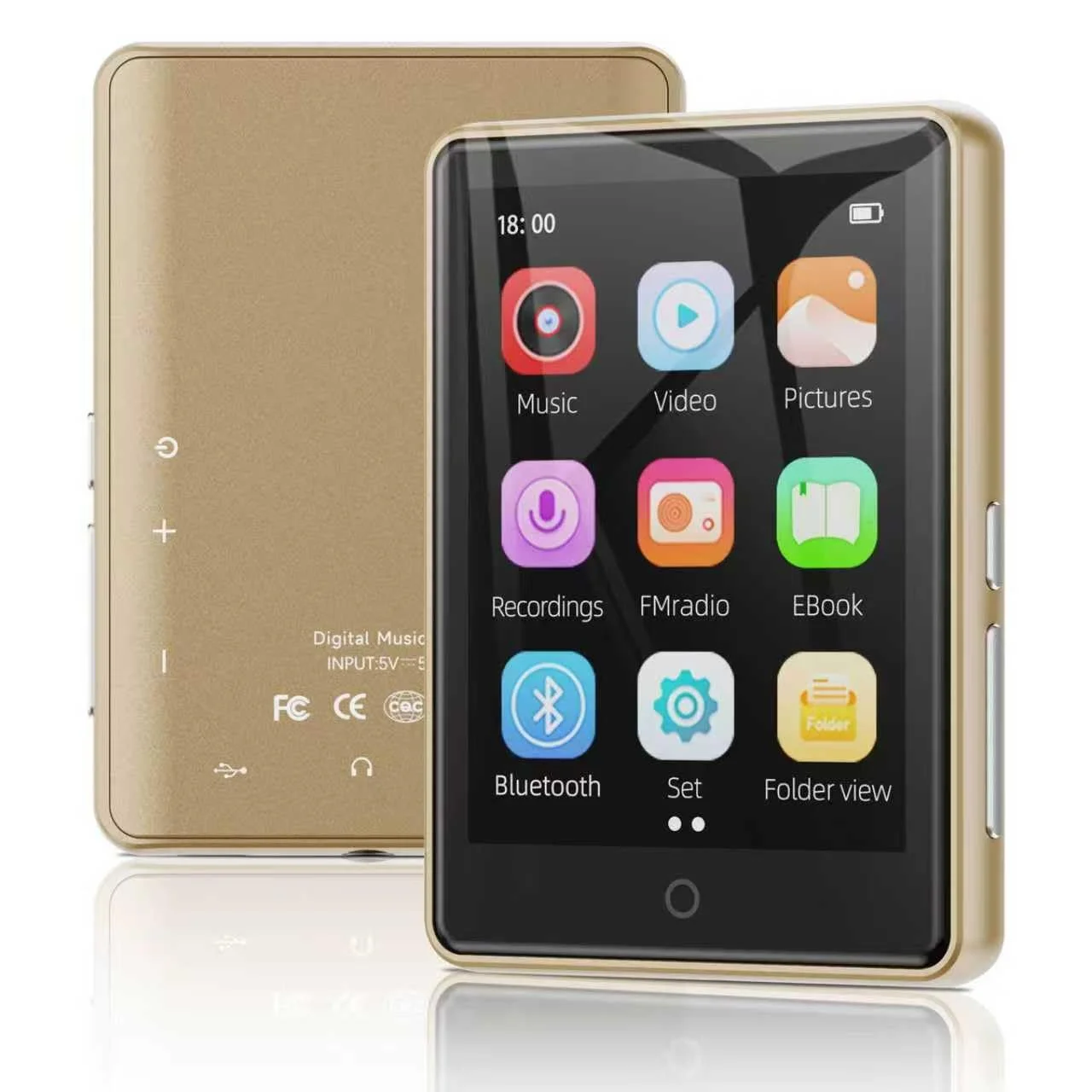 MP3 плеєр Bluetooth 5.3 з динаміком 64 ГБ, 2.8-дюймовий дисплей, Hi-Fi звук, FM-радіо, спортивний крокомір, підтримка карт пам'яті до 128 ГБ Золотий, фото №9