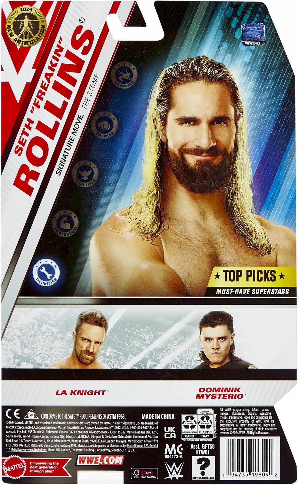 Фігурка Mattel WWE Top Picks Сет Роллінз 6-дюймова Колекційна 14 Точок Артикуляції, фото №6