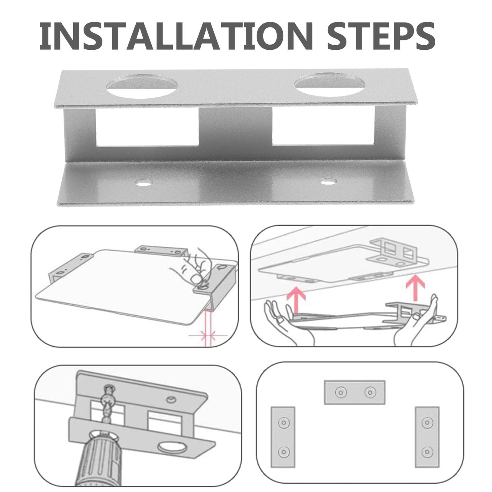 Металлический держатель для ноутбука под стол Platzsparende Многофункциональный для организации рабочего стола Безопасное хранение Элегантный серебристый дизайн, фото №7