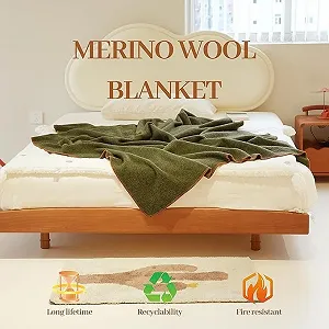 Покрывало из мериносовой шерсти Acushla Merino Wool / 160 x 200 см / Зеленый synthetic.ua - Фото 1