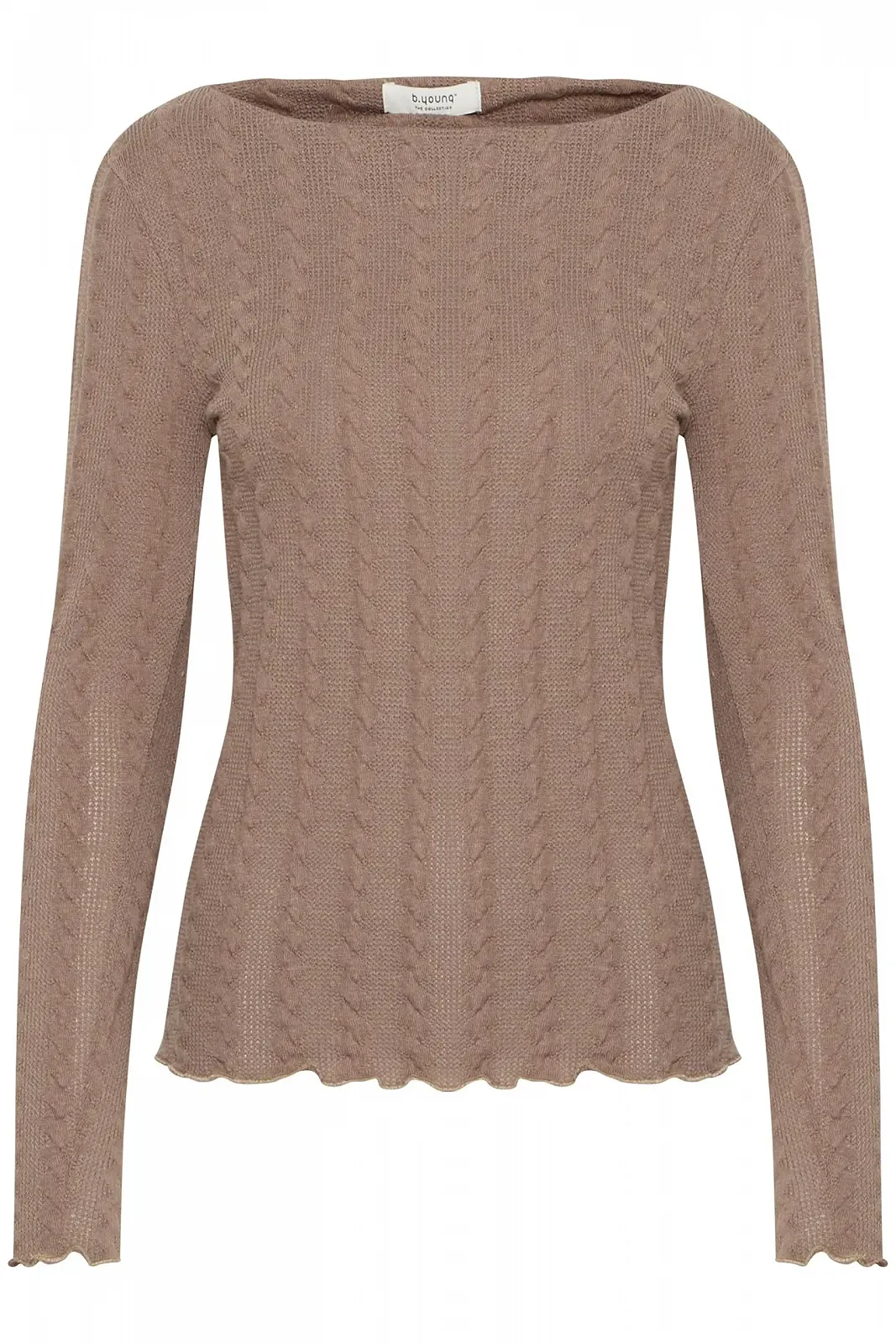 Пуловер b.young BYTheana Женский с длинными рукавами с вырезом лодочкой, приталенный, фото №1 Пуловер b.young BYTheana Женский с длинными рукавами с вырезом лодочкой, приталенный, фото №1