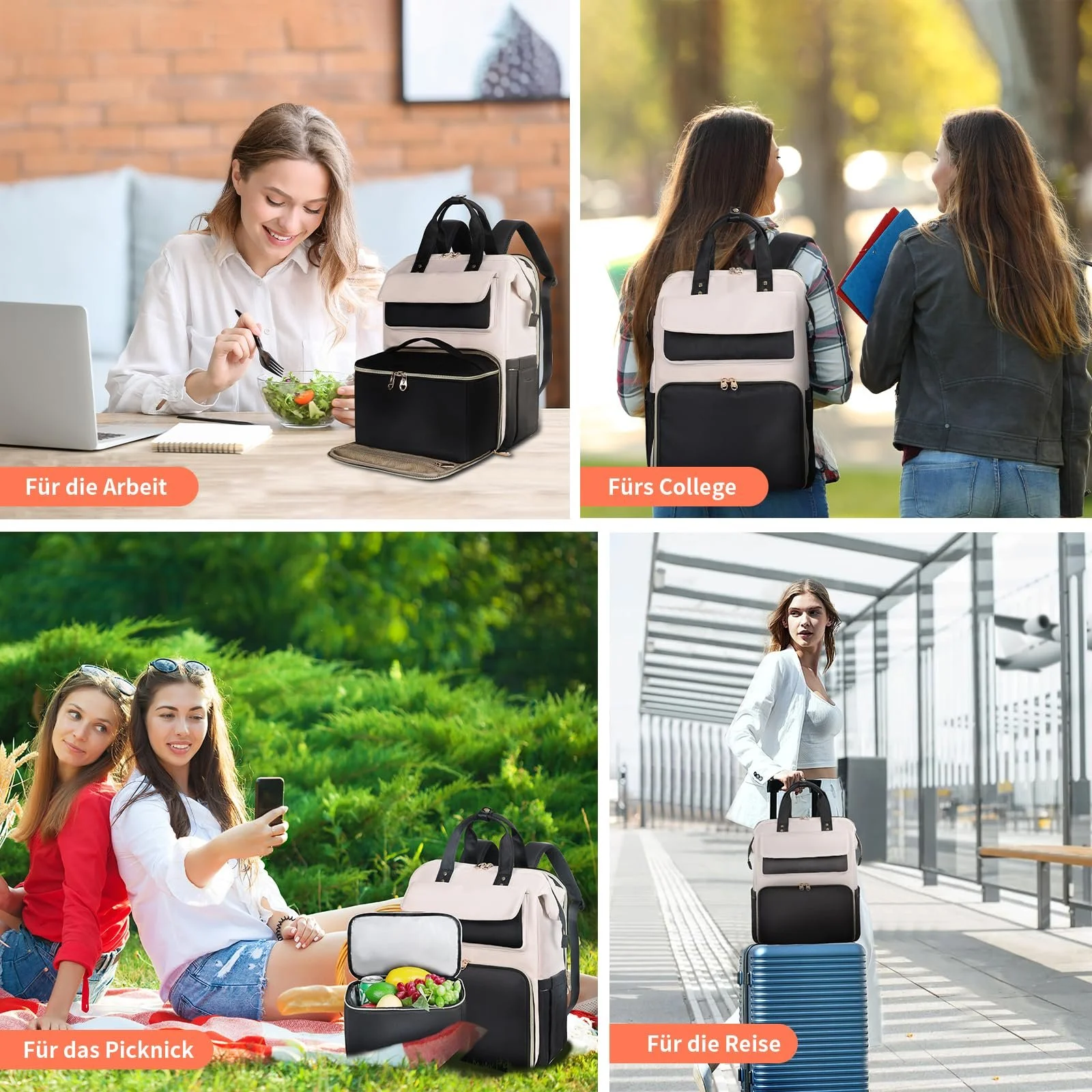 Рюкзак для ноутбука BERTASCHE Lunch 15.6 дюймів з термосумкою 2-в-1 Чорний/Бежевий, фото №7 Рюкзак для ноутбука BERTASCHE Lunch 15.6 дюймів з термосумкою 2-в-1 Чорний/Бежевий, фото №7