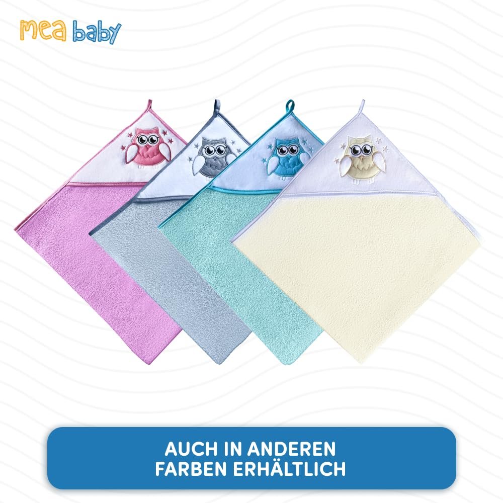 Рушник з капюшоном MEA BABY Бавовна 80 x 80 cm Блакитний з совою, фото №6