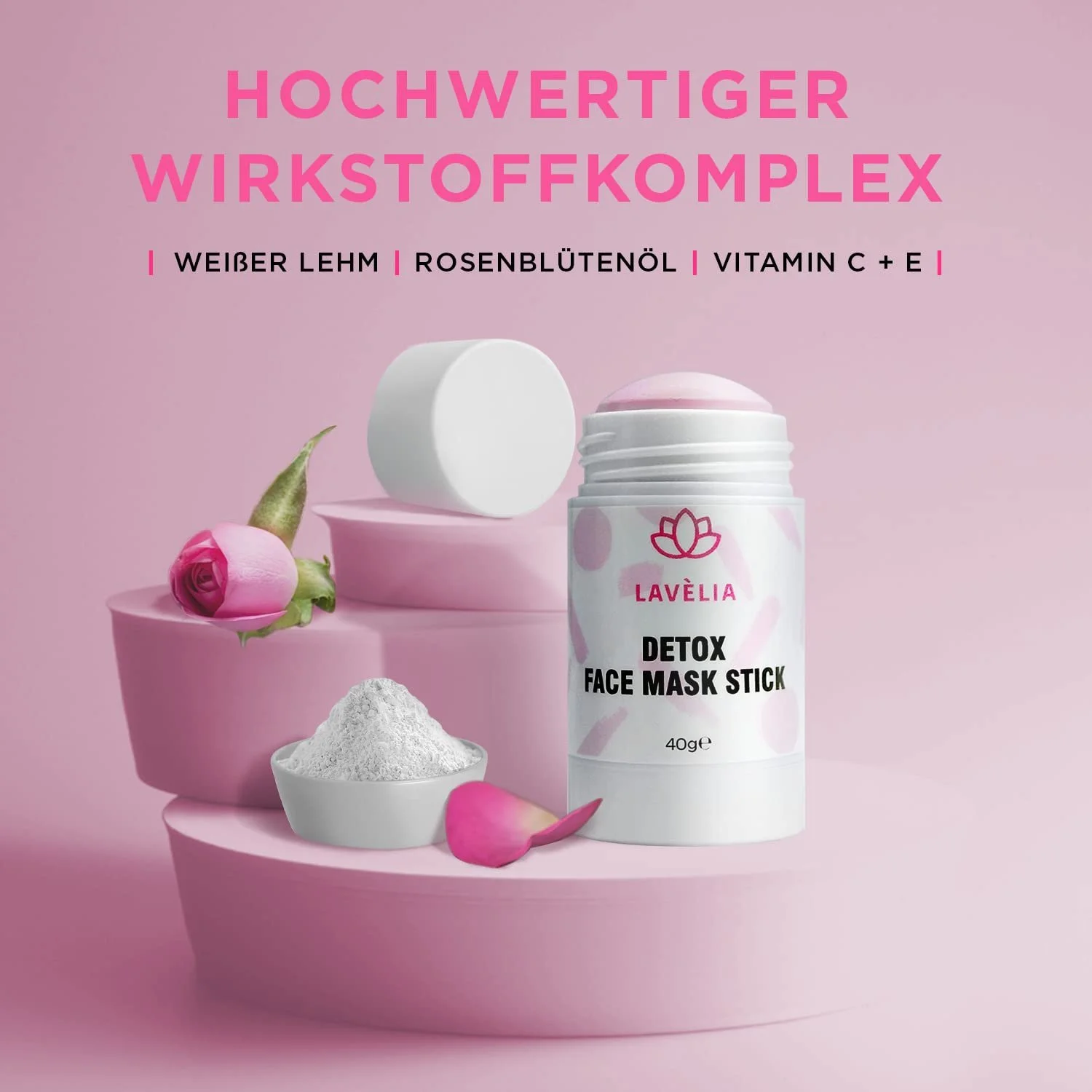 Маска для обличчя The Best Detox Ефект для глибокого очищення пор Біла глина, олія троянди та вітамін C+E, фото №6