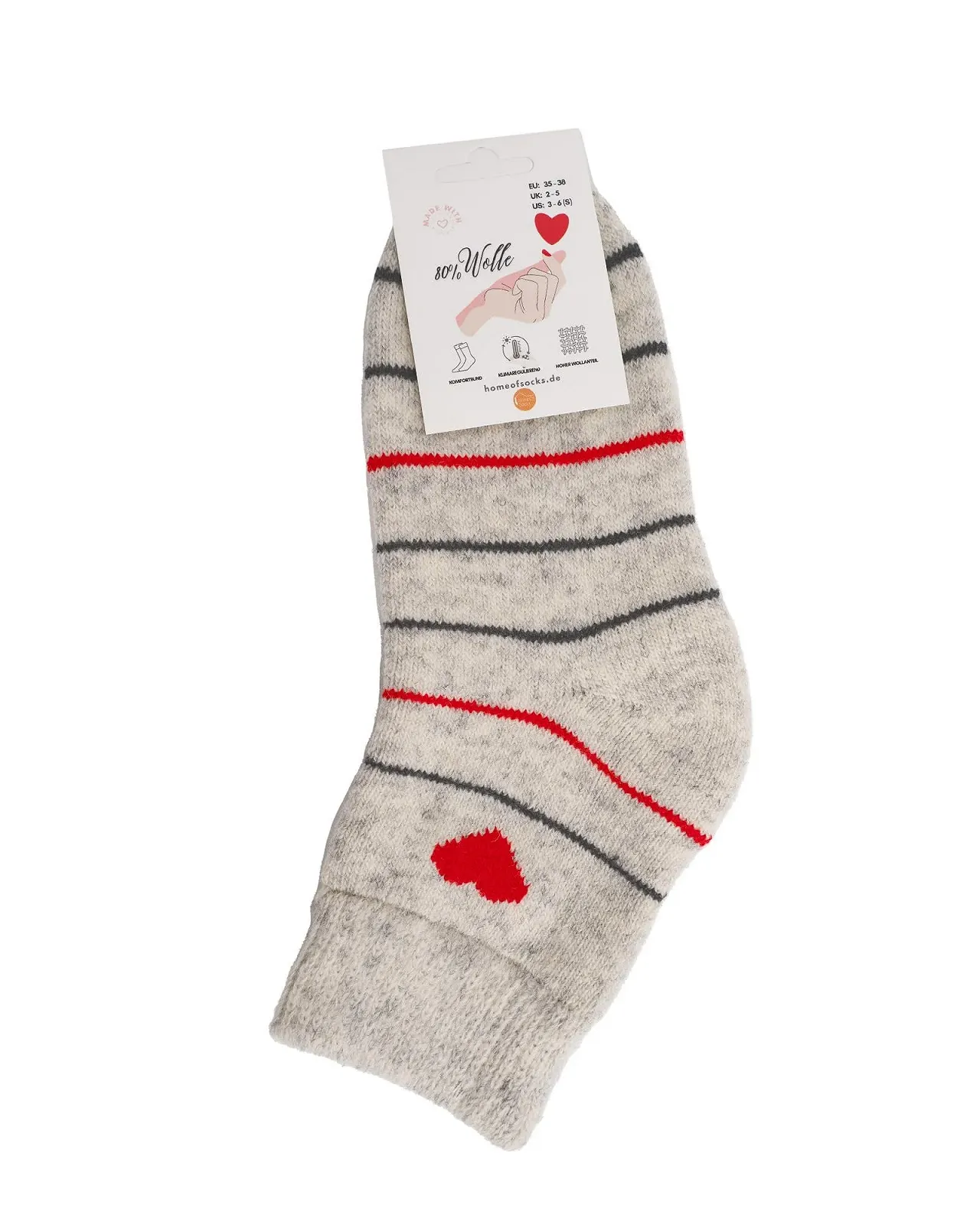 Шерстяные носки с сердечком - особо удобный пояс 80% шерсти, фото №2