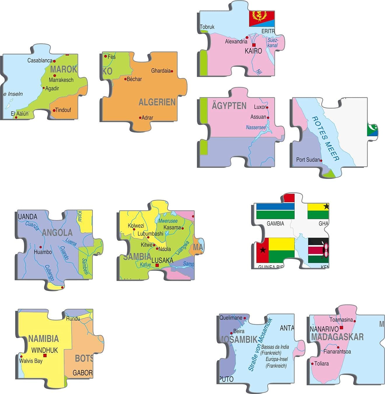 Пазл Larsen K13 Afrika Politische Karte 70 елементів Рамочний без коробки, фото №3 Пазл Larsen K13 Afrika Politische Karte 70 елементів Рамочний без коробки, фото №3