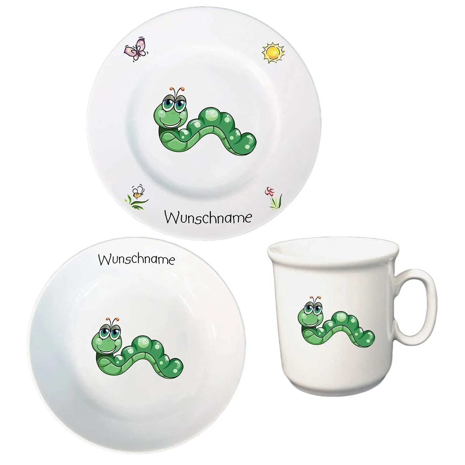 Детский Набор Посуды Персонализированный 3 предмета Фарфоровая Тарелка Чашка Миска, фото №2 Детский Набор Посуды Персонализированный 3 предмета Фарфоровая Тарелка Чашка Миска, фото №2