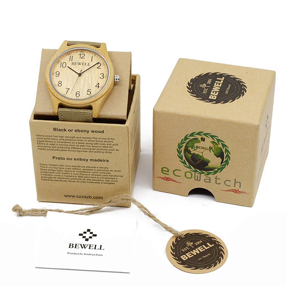 Часы BEWELL W134A Унисекс Деревянные Аналоговые Японский Кварцевый Механизм с Нейлоновым Ремешком, фото №7