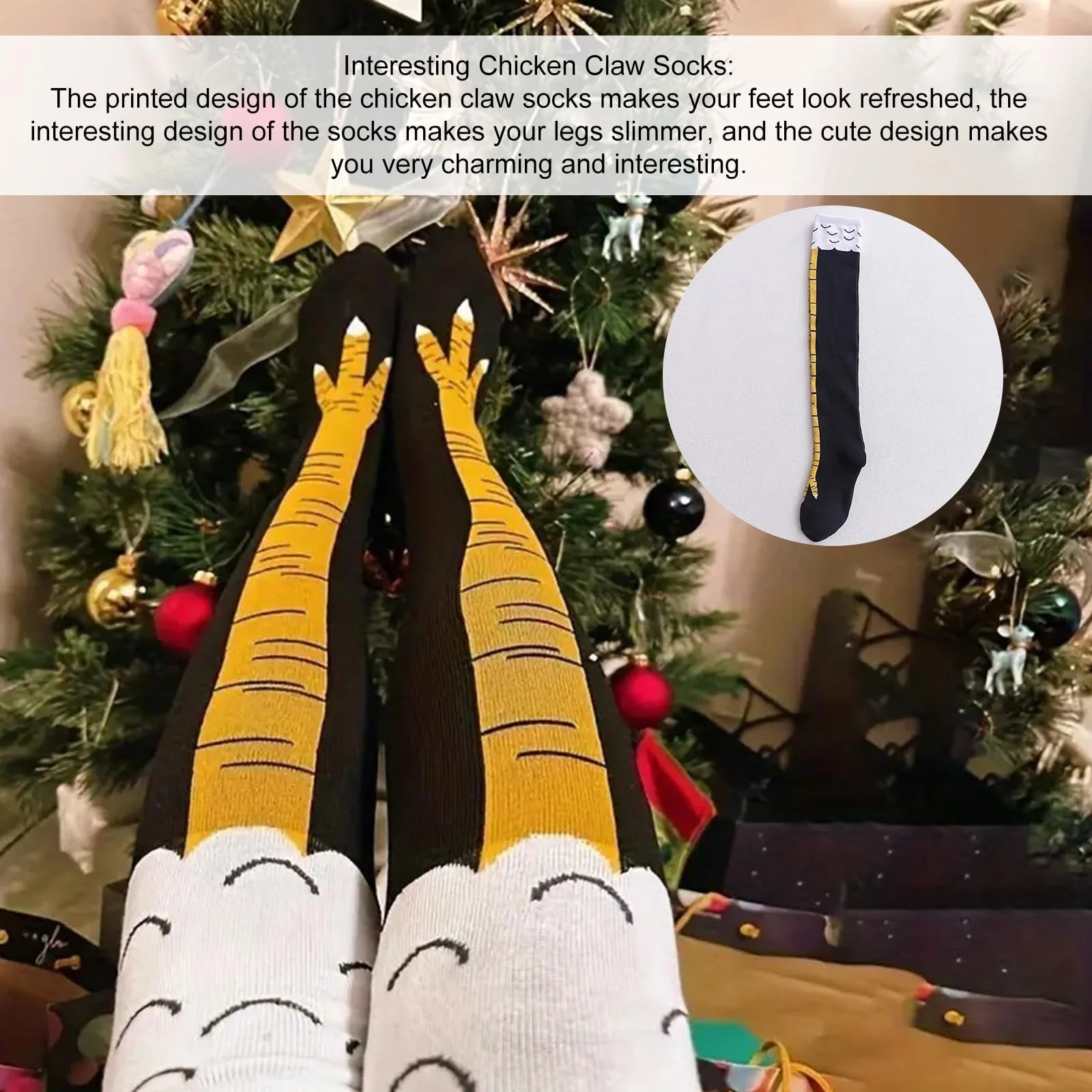 Шкарпетки-гомілки курячі, панчохи з курячими лапками, 2 пари, фото №6