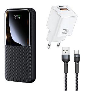 Комплект Повербанк Remax RPP-623 20000 мАг 22.5W + Кабель Remax RC-124a + Швидка GaN зарядка RP-U26 PD+QC 33Вт - Фото 1