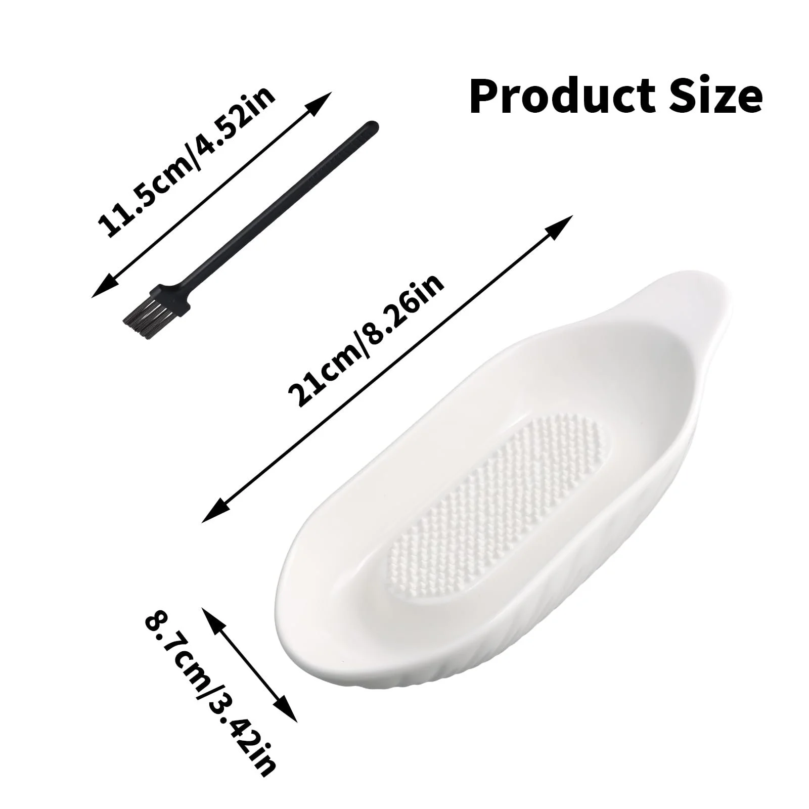 Овальна керамічна терка Apple, 20.5 x 9 см, з щіткою, фото №2