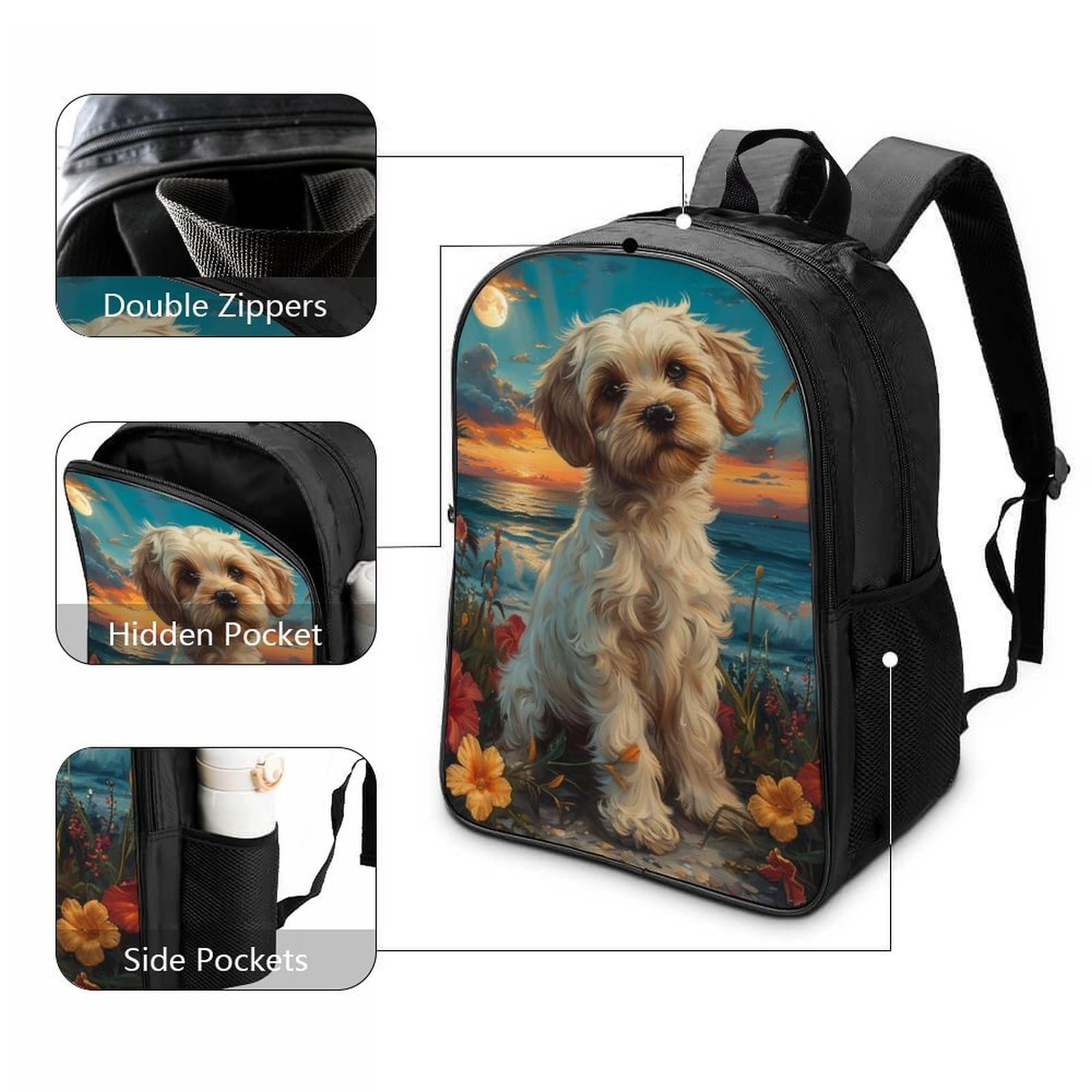 Рюкзак школьный DPEOANEBN Havana Dog 40x28x16см, фото №3