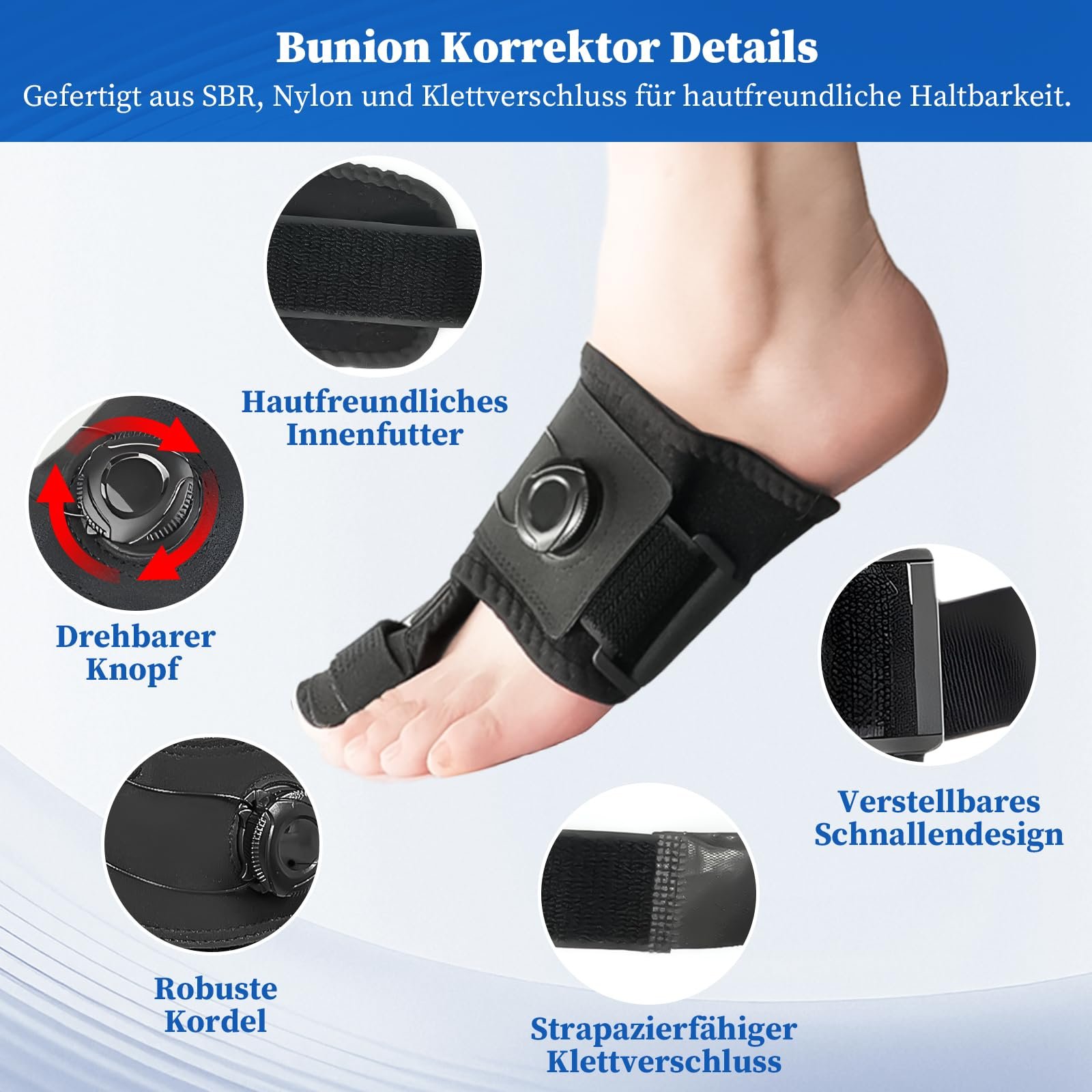 Разделитель для пальцев Hallux Valgus для левой ноги, регулируемая шина, фото №5