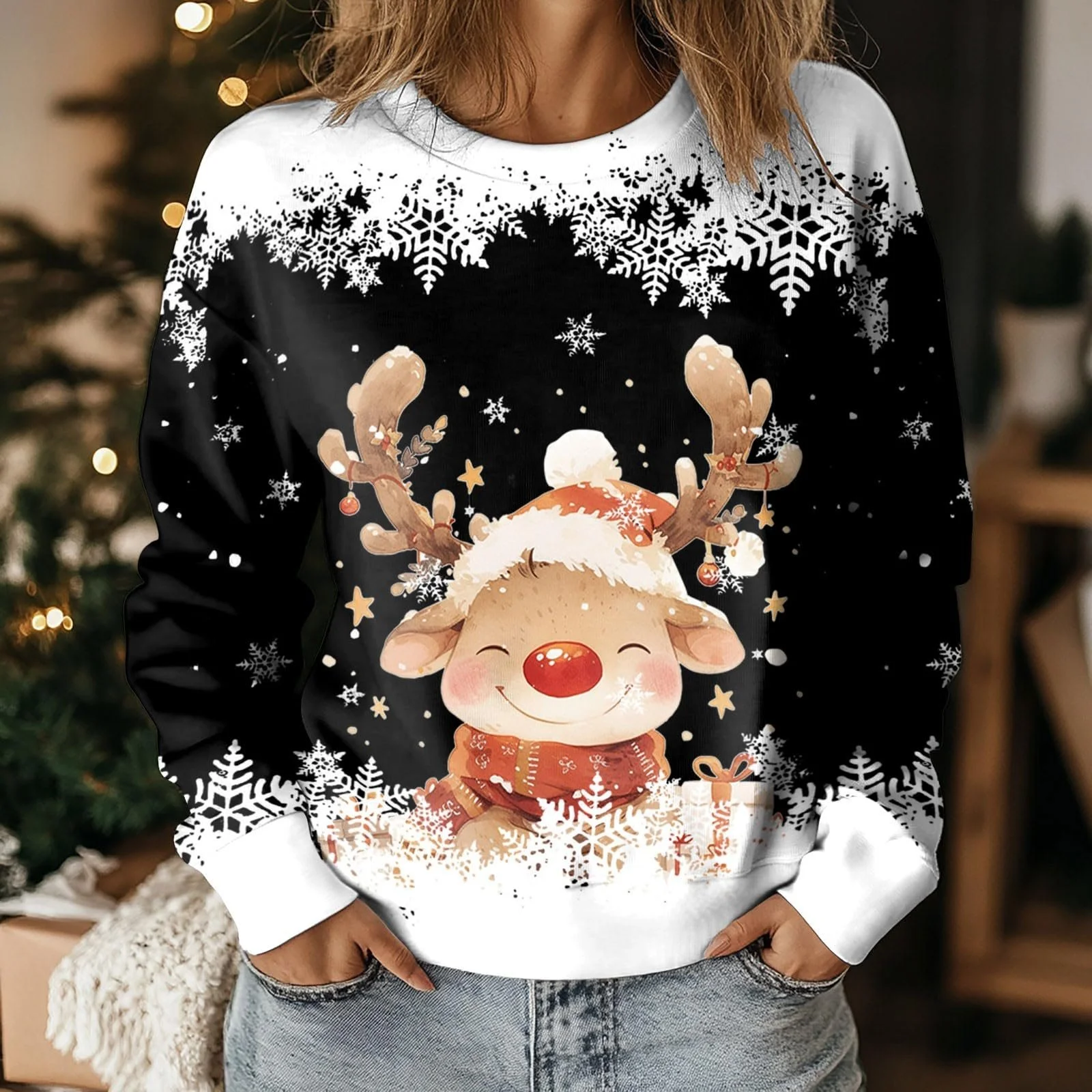 Різдвяний светр PMUAFG Жіночий з різдвяним мотивом, фото №3 Різдвяний светр PMUAFG Жіночий з різдвяним мотивом, фото №3