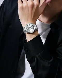 Часы CIVO Мужской Хронограф из нержавеющей стали Серебряные Часы с датой - Водонепроницаемые Кварцевые Часы Модные Повседневные synthetic.ua - Фото 1