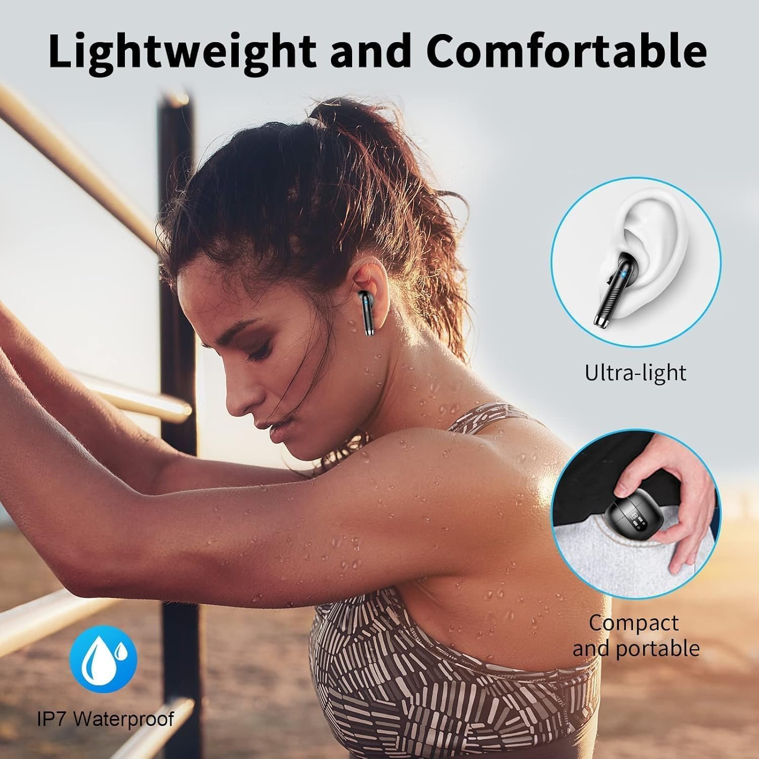 Наушники Вкладыши Drsaec Bluetooth 5.4 Беспроводные Черный, фото №6