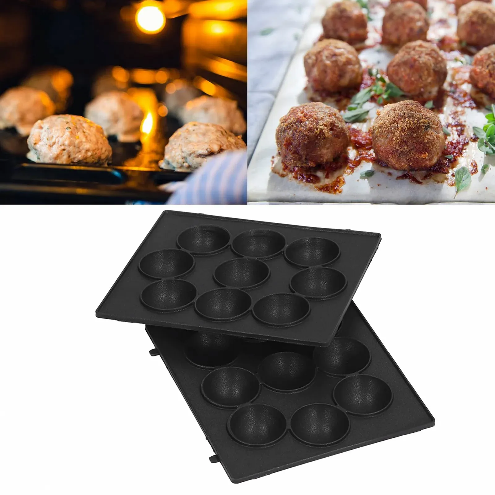 Форма для запікання з нержавіючої сталі на 9 отворів антипригарна для фрикадельок, фото №2