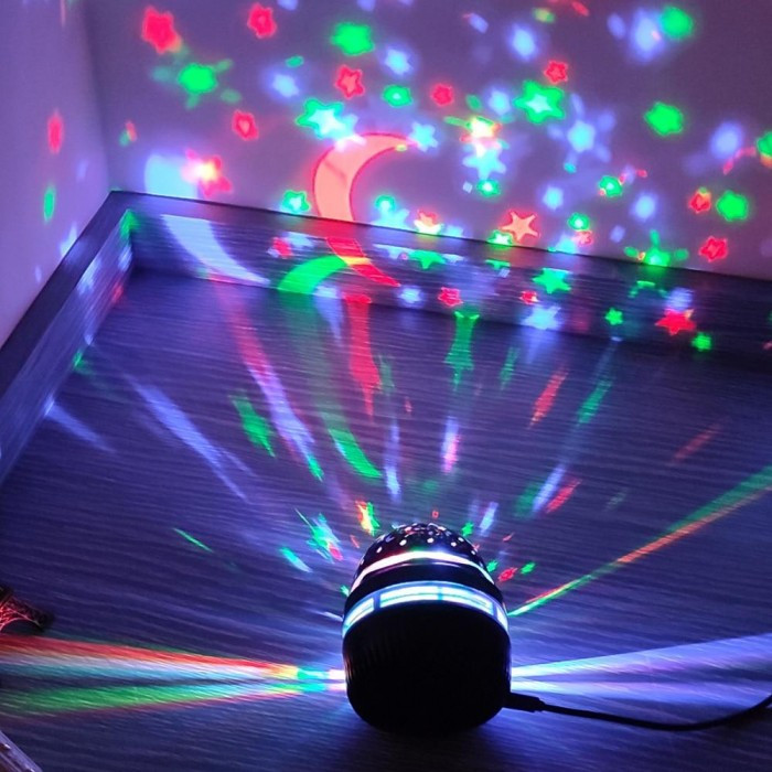 Світлодіодний проектор Нічний Led Mini Magic Ball Лампа харчування USB диск RGB Чорний, фото №3