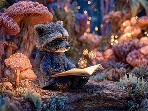 Пазл CALVENDO Magical Raccoon Reads Magic in the Fairy Forest 1000 деталей 64 x 48 см synthetic.ua - Фото 1