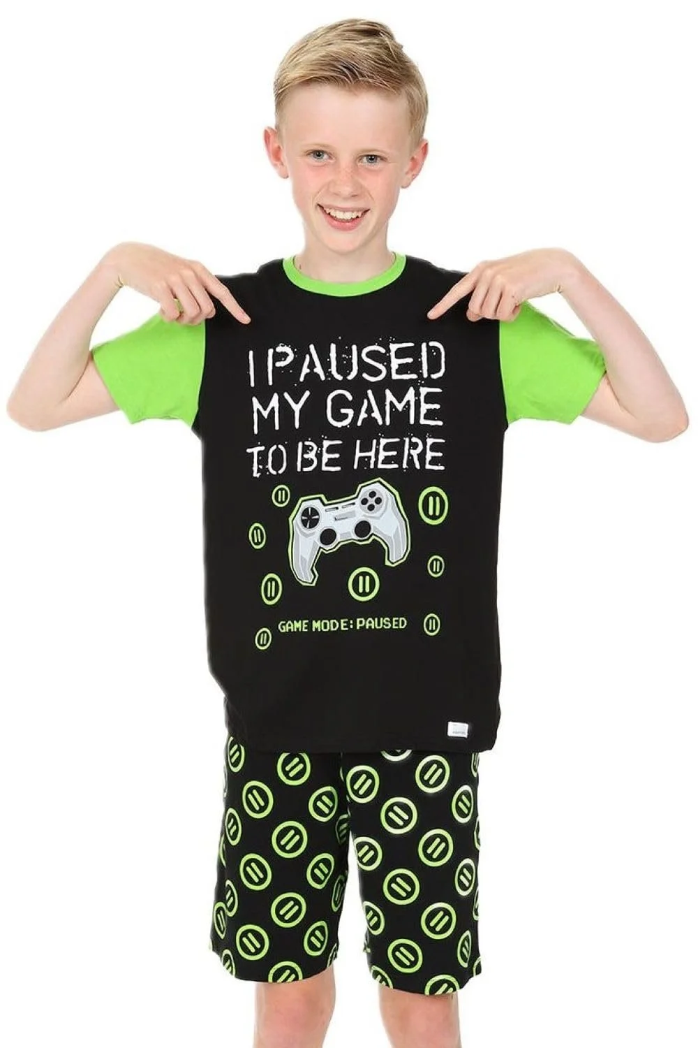 Коротка піжама I Paused My Game to Be Here Чорний, фото №2