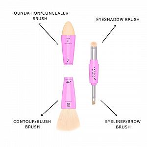 Набор кистей для макияжа Katelia Beauty Touch Up 4 в 1, многофункциональный, все в одном, дорожный набор, инновационный портативный дорожный размер synthetic.ua - Фото 1