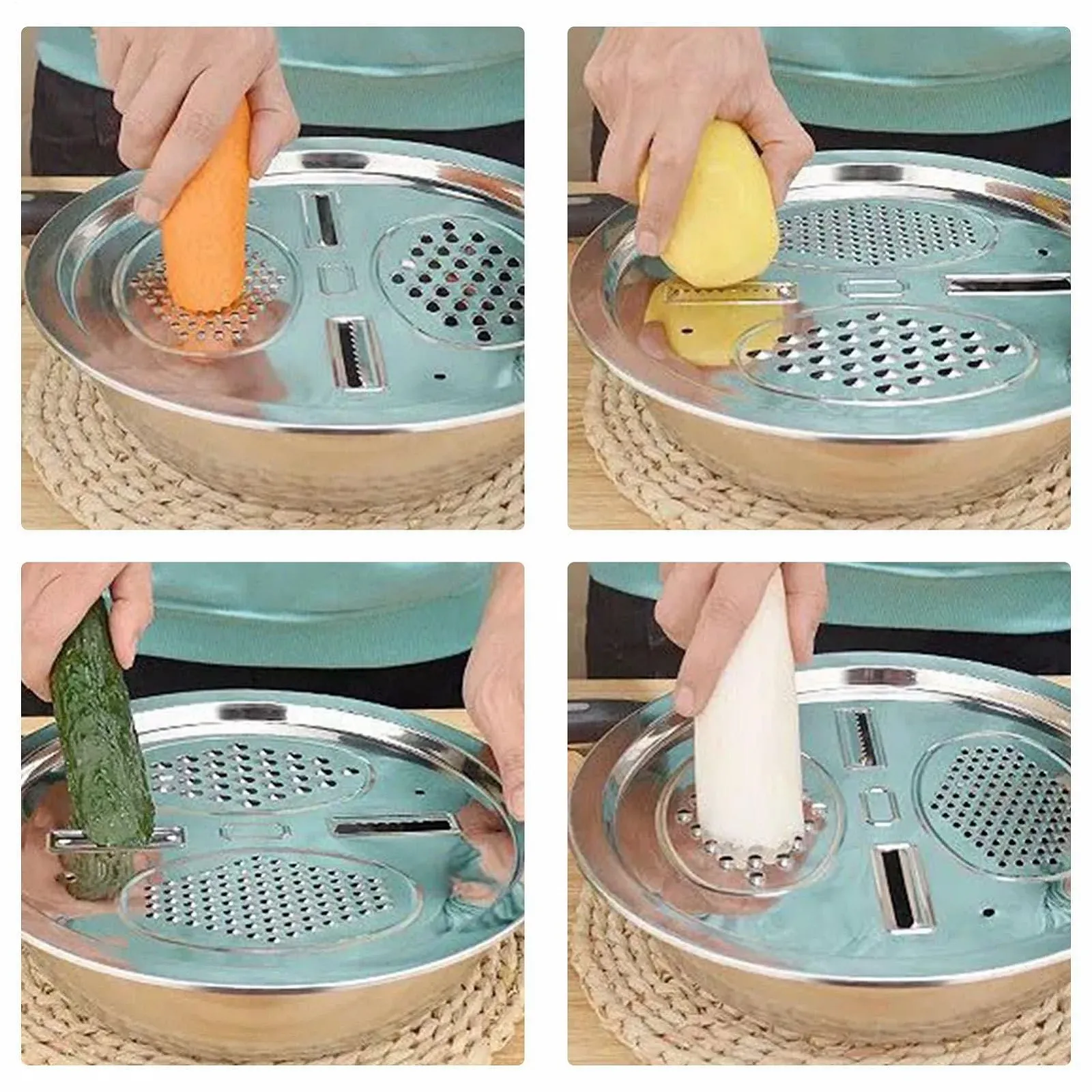 Миска-терка багатофункціональна для нарізки фруктів з нержавіючої сталі, фото №6