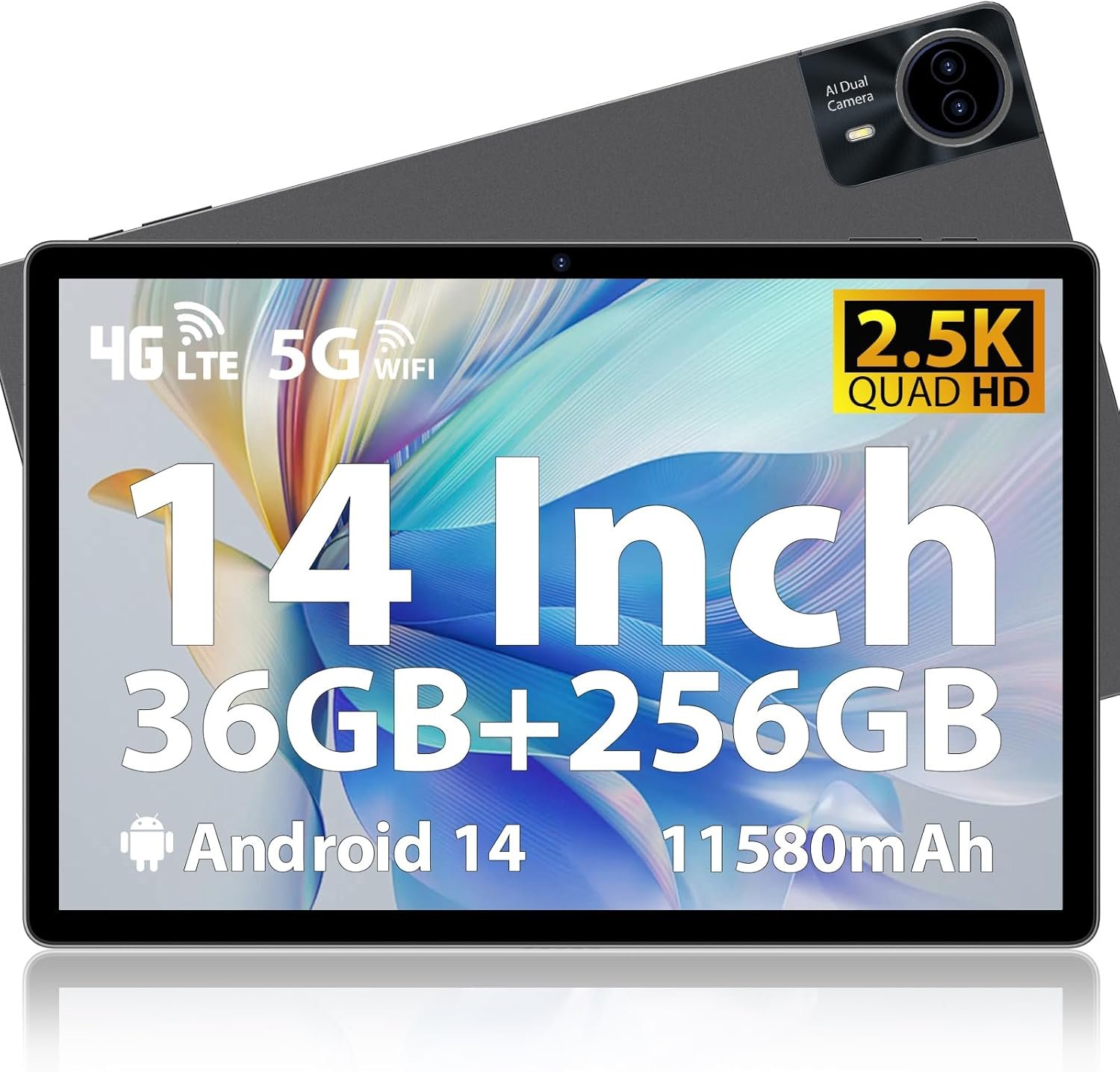 Планшет 14" 2.5K MAXLEGEN M621 12+24/256Gb 4G2-SIM 8 ядер Android 14 11580 mAh Серый, фото №1