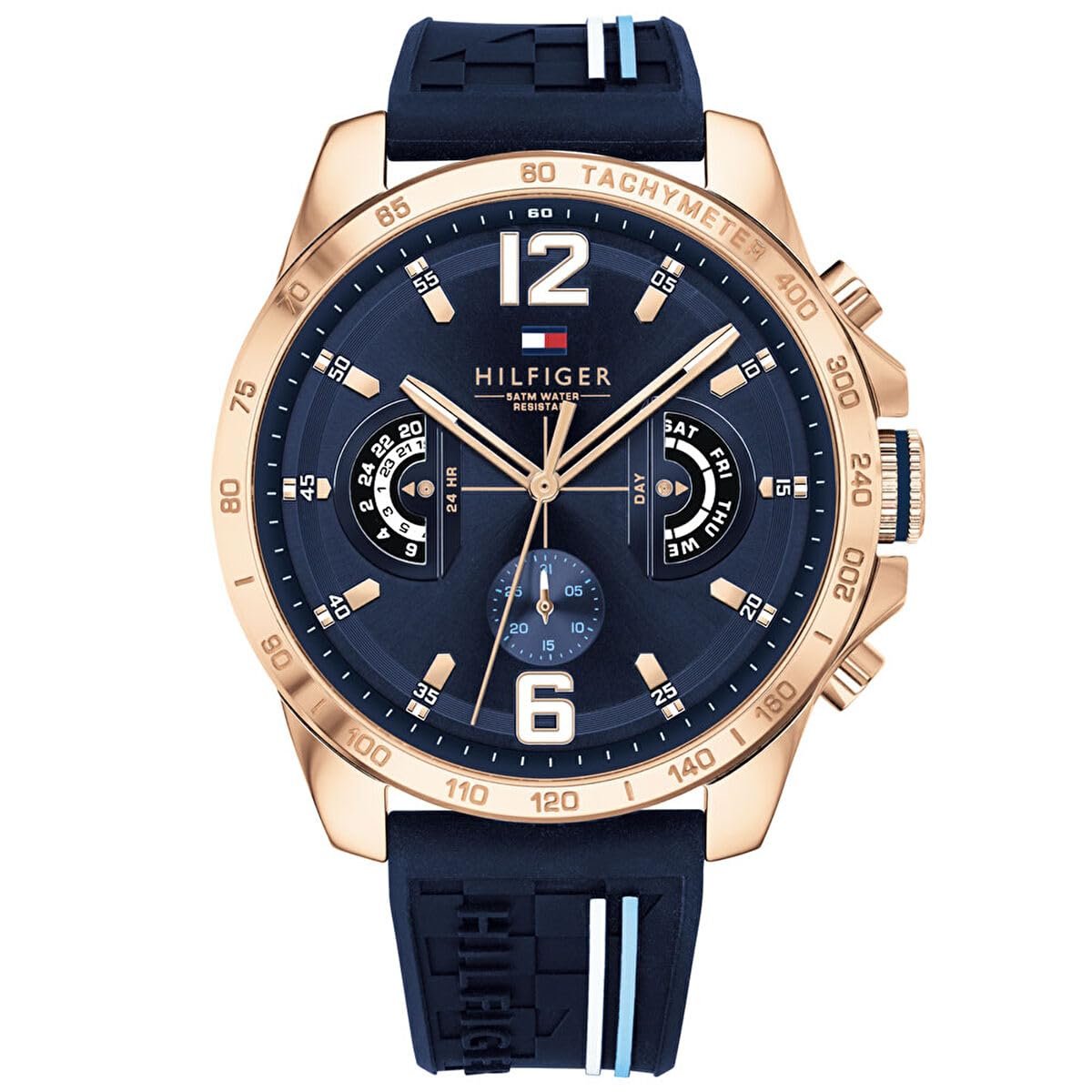 Кварцевые часы Tommy Hilfiger Multi Zifferblatt для мужчин с белым силиконовым ремешком - 1710676, фото №1