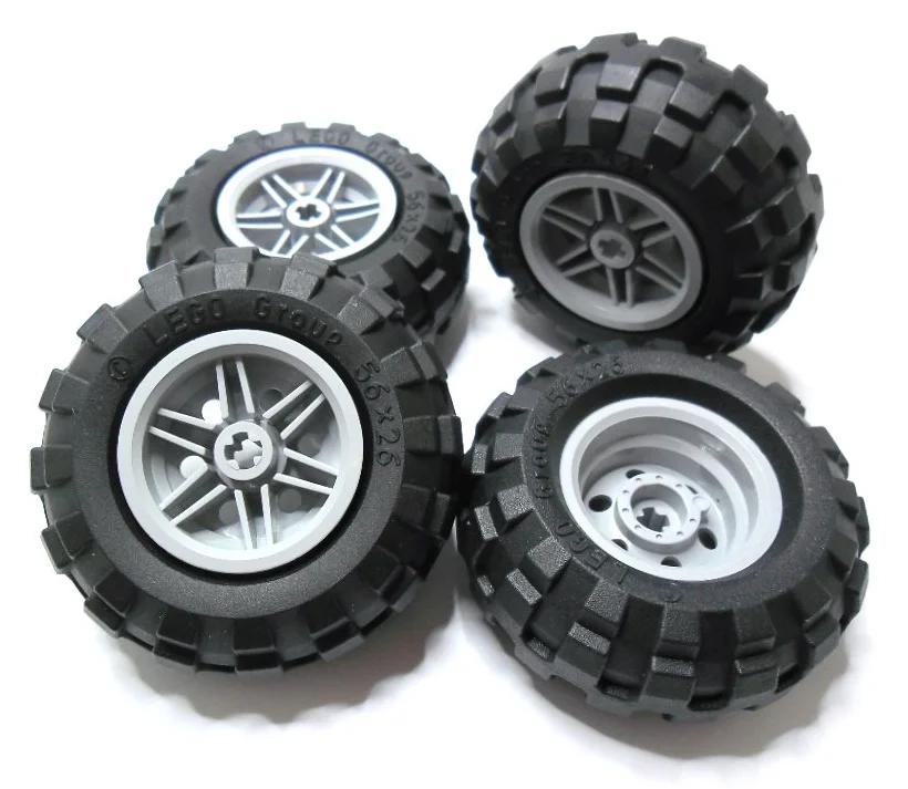 Набір шин Lego Technic / 4 шт. / 56 x 26 мм / Сірий, фото №1 Набір шин Lego Technic / 4 шт. / 56 x 26 мм / Сірий, фото №1