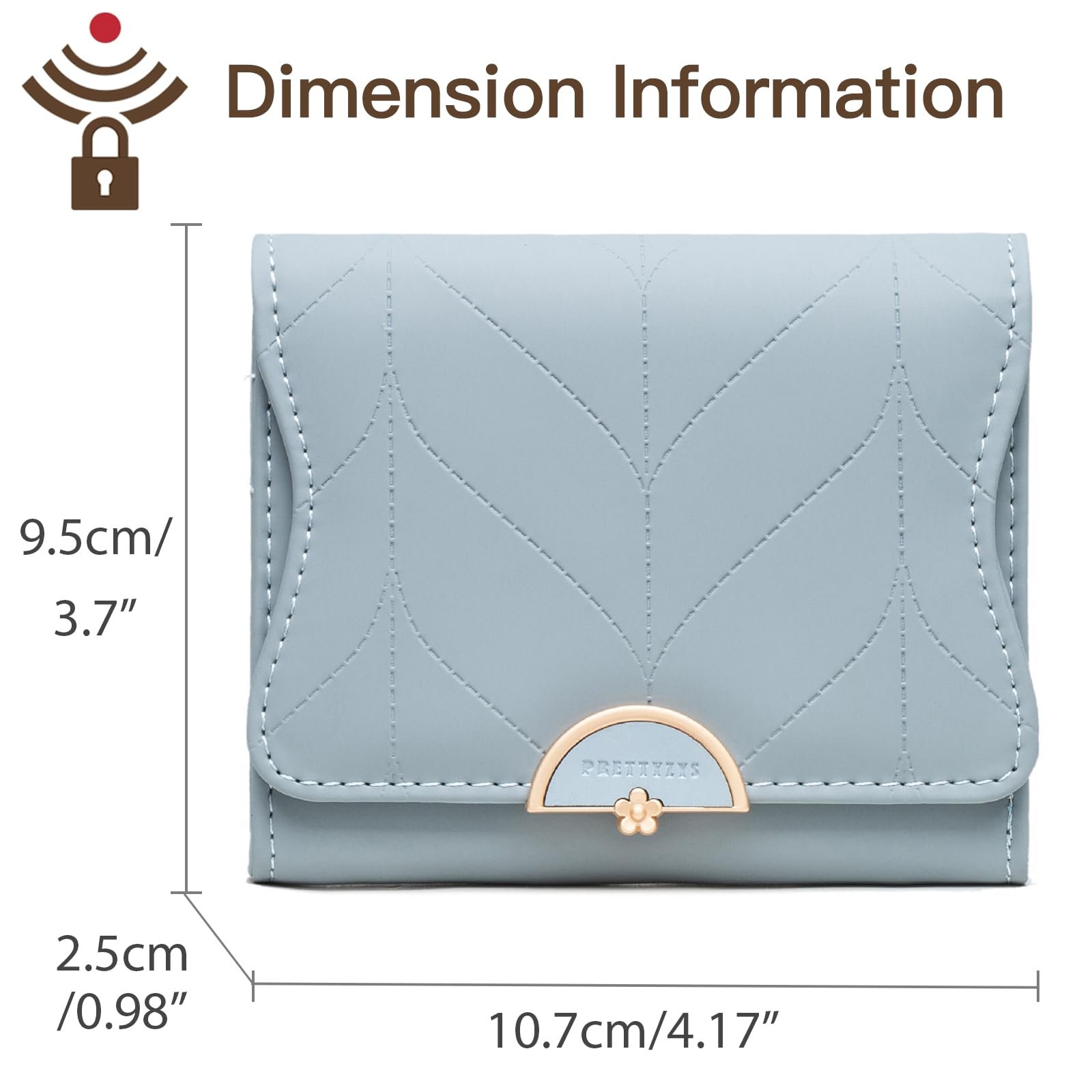 Кошелек Женский SENDEFN Маленький Кожаный RFID Блокировка Двойной Держатель для карт Милый Кошелек для женщин с карманом на молнии, светло-голубой, фото №2