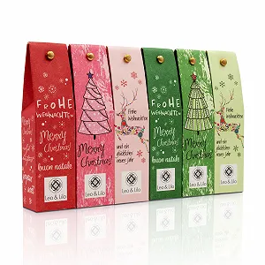 Набір з 6 вітальних міні-кремів для рук до Різдва Leo and Lilo: 3 x крем для рук Півонія 20 мл і 3 x крем для рук Камелія 20 мл - Фото 1