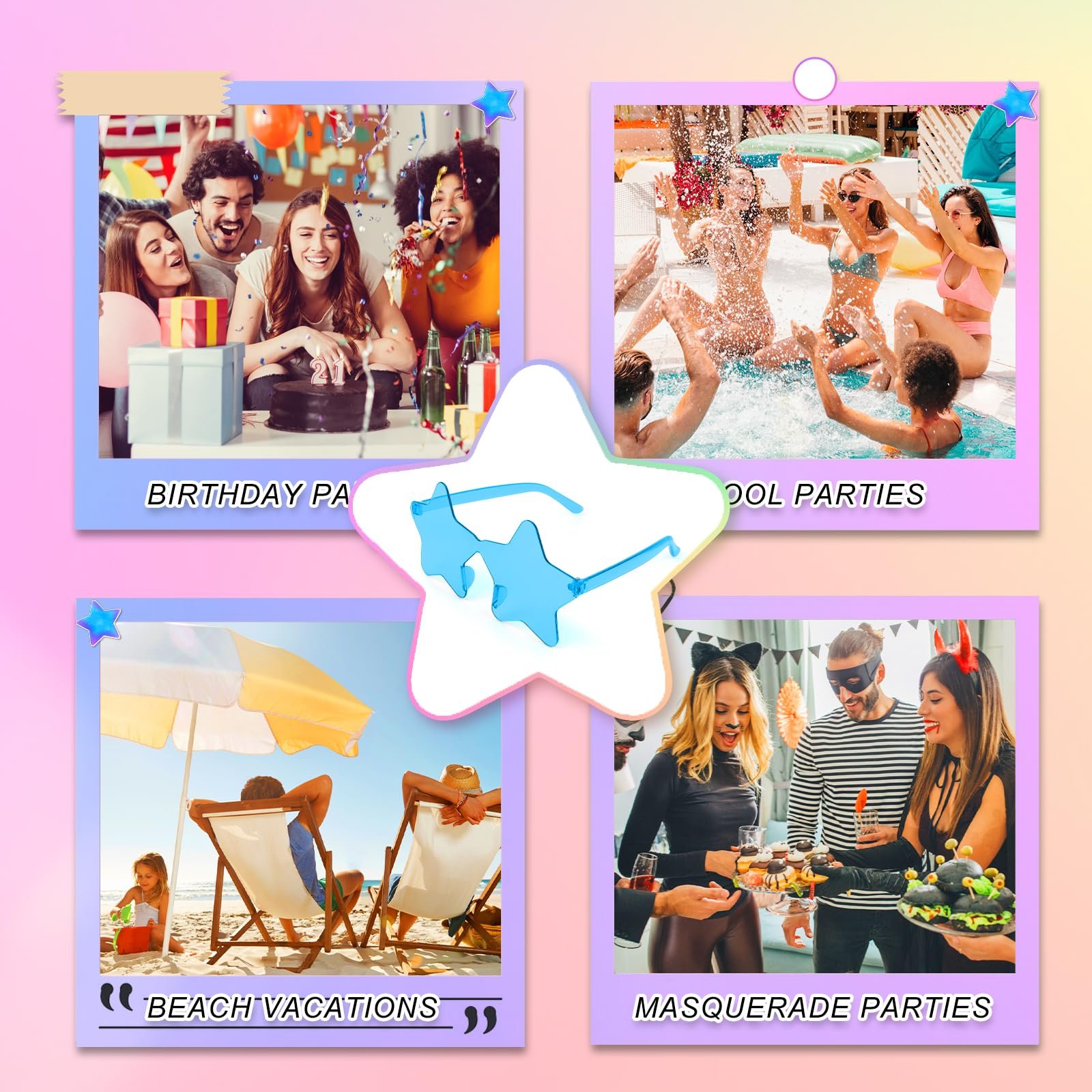 Окуляри Без оправи MXTIMWAN Pentagram, 12 шт, у формі зірки, фото №7