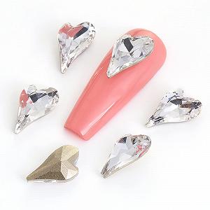 Стрази для нігтів Білі Форма Діамант Прикраса для нігтів Серце 3D Кришталеве скло, 50 шт - Фото 1