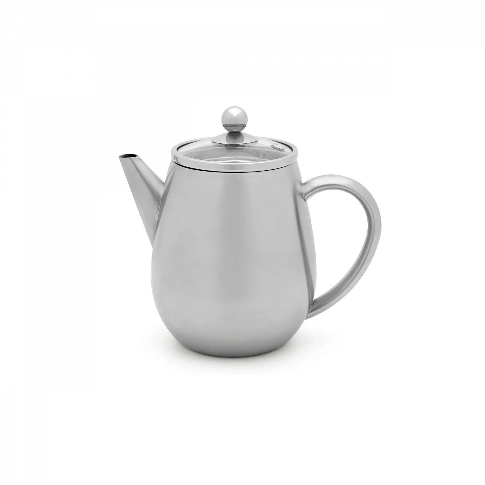 Чайник-заварник Bredemeijer Двостінний 0.5 літра Нержавіюча сталь срібний з скляною кришкою та чайним фільтром, фото №1