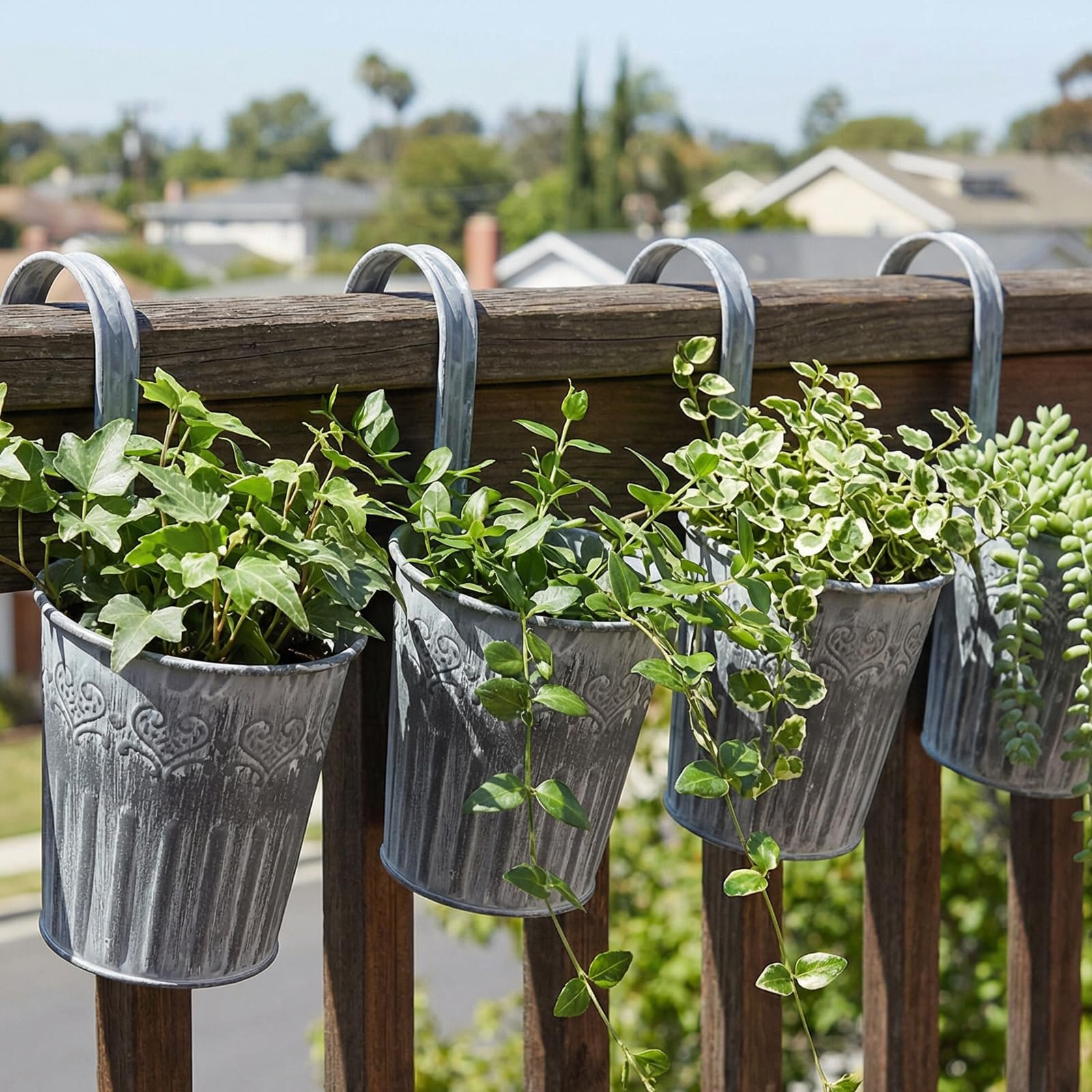 Набір підвісних квіткових горщиків 10 шт. металеві маленькі вінтажні з гачками сріблясті, фото №6 Набір підвісних квіткових горщиків 10 шт. металеві маленькі вінтажні з гачками сріблясті, фото №6