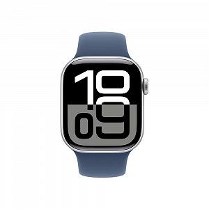 Смарт-часы Apple Series 10 (GPS 42мм) Серебристый корпус, джинсовый спортивный ремешок (M/L) synthetic.ua - Фото 1