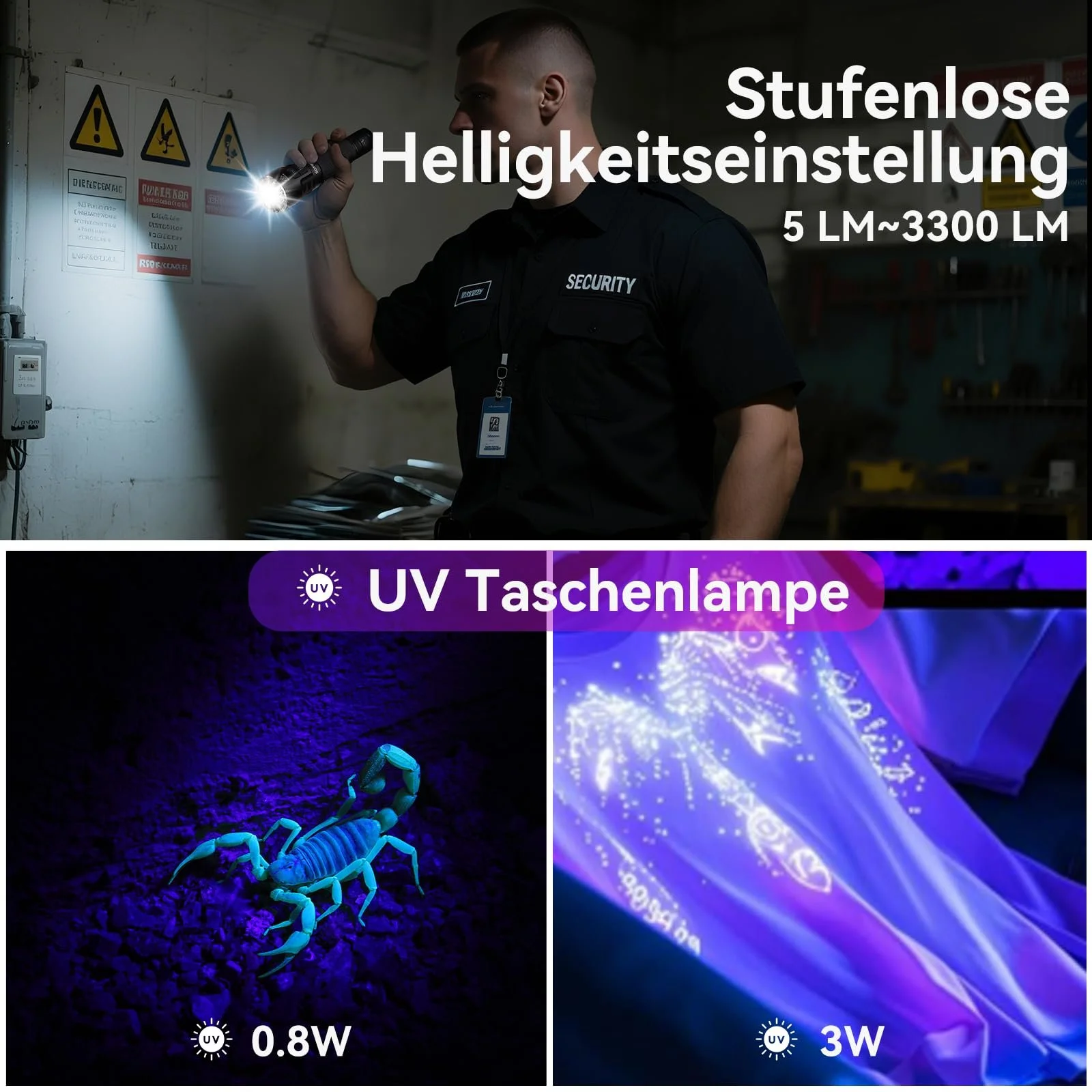 Фонарь SOFIRN SR23 с УФ лампой 3300 лм, 365 нм, черный, фото №4