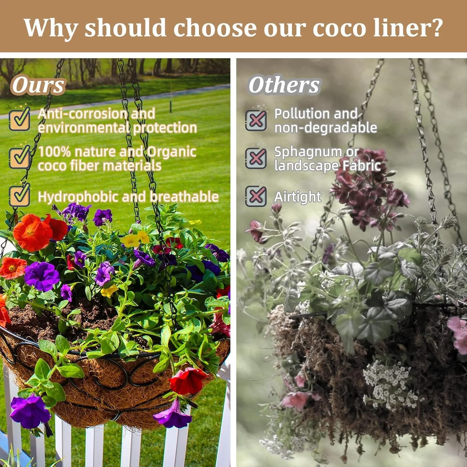 Вкладиші з кокосового волокна LATERN круглі набір з 4 шт. 30,5 см для підвісних кошиків 12 дюймів, фото №5 Вкладиші з кокосового волокна LATERN круглі набір з 4 шт. 30,5 см для підвісних кошиків 12 дюймів, фото №5