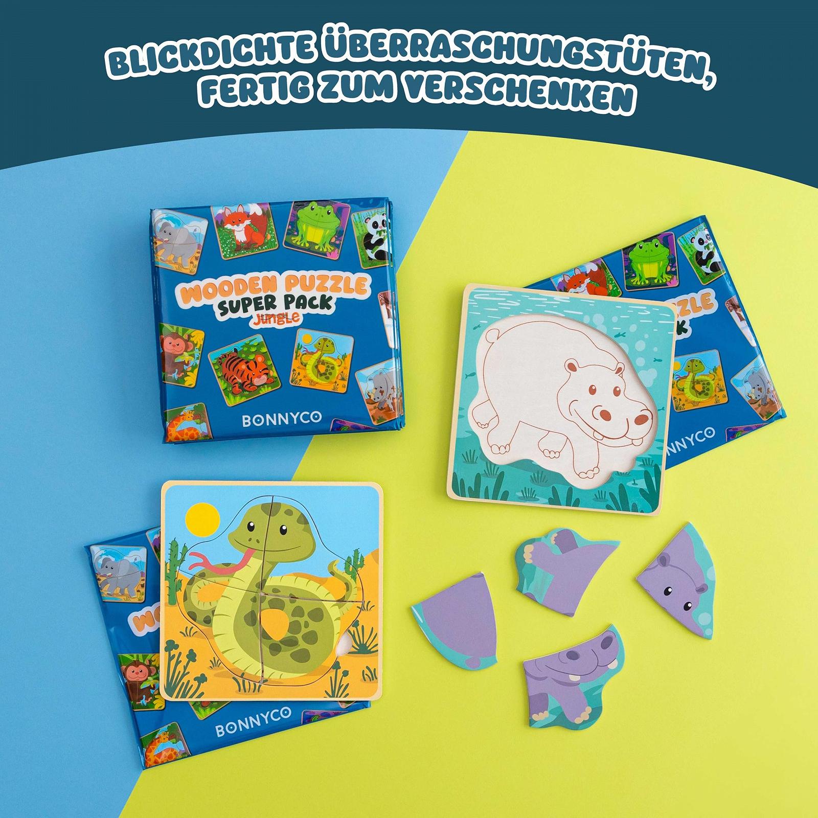 Набор деревянных пазлов BONNYCO 16 шт. по 4 элемента Животные, фото №6 Набор деревянных пазлов BONNYCO 16 шт. по 4 элемента Животные, фото №6