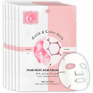 Маска для обличчя Паковання з 6 штук Зволожувальна, живильна маска з койєвою кислотою і куркумою, рожева - Фото 1