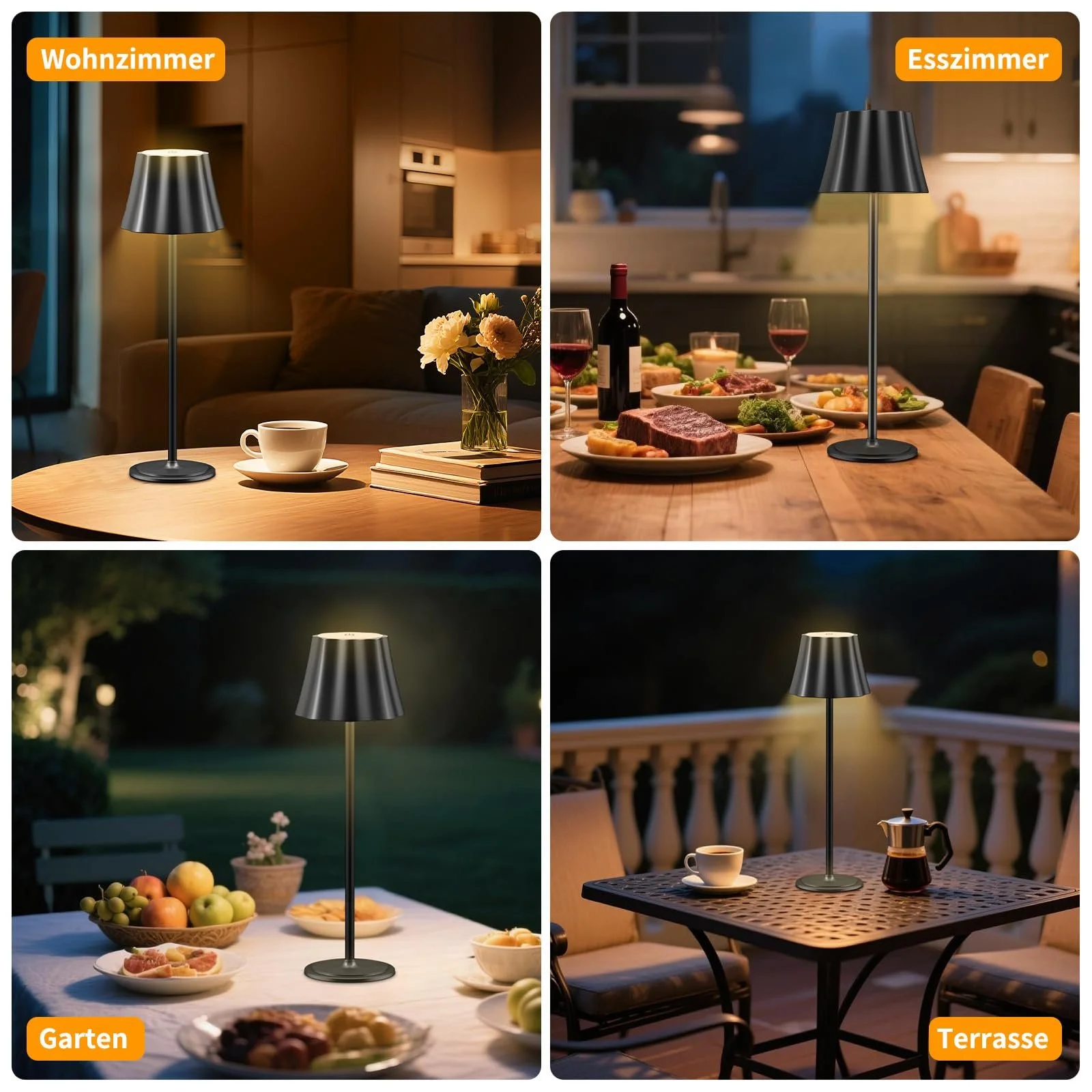 Настільна лампа LED Suright 5000 mAh Бездротова Акумуляторна 3 режими кольору з регулюванням яскравості IP54 Водонепроникна, фото №7